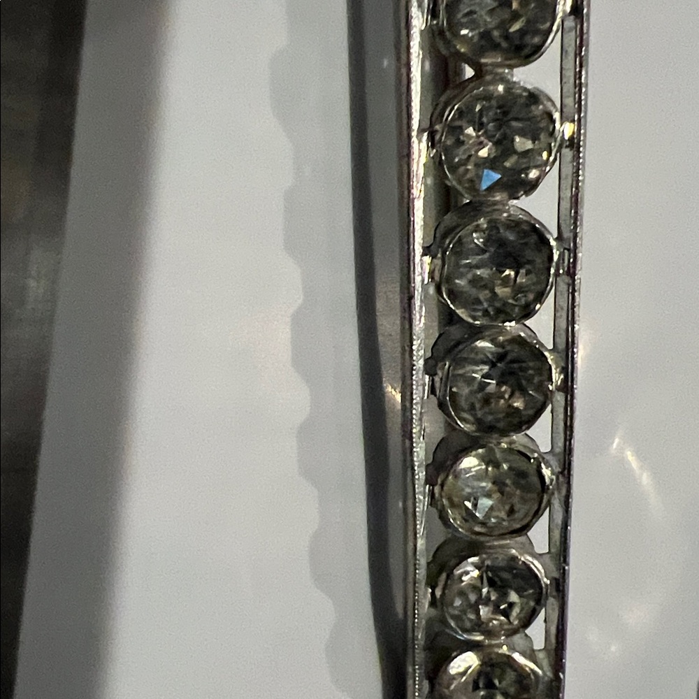 Silver Rhinestone Bar Brooch - Picture 2 of 3